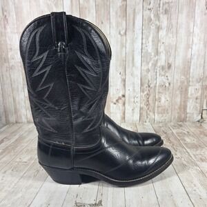 Laredo Mens Black Leather Western Cowboy Boots Pointed Toe Made in USA 10.5D 12